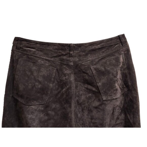 Chico's Suede Brown 100% Leather Women's Pants Size 25 Seam Detailing - Picture 9 of 14